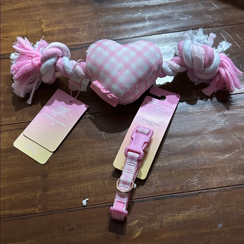 Stoney‎ Clover lane Target collaboration dog collar & heart toy Pink gingham LE